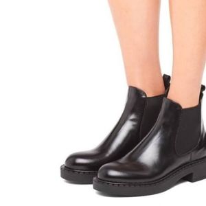 Prada Black Leather Ankle Boots